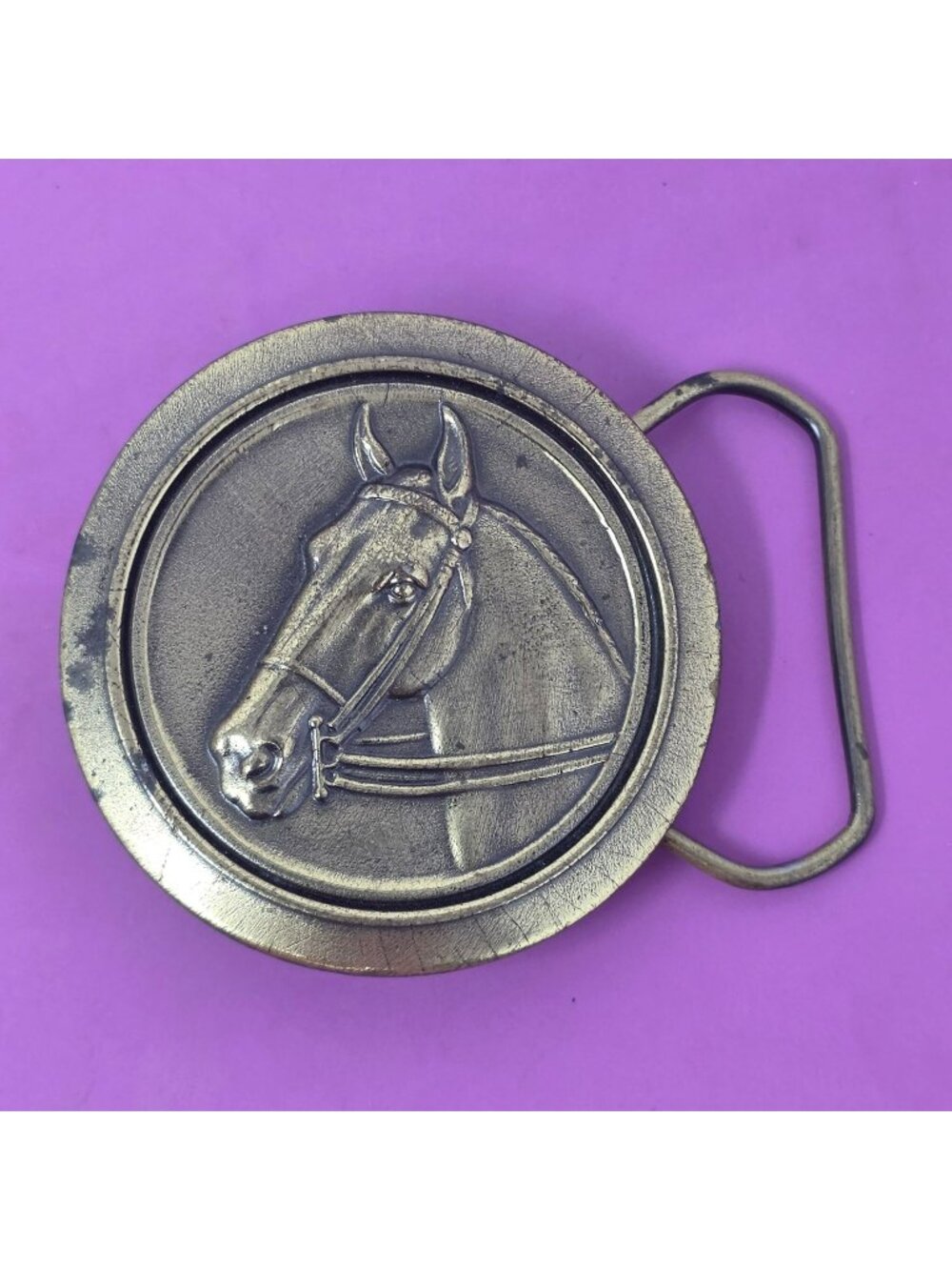 Vintage 1977 Limited Edition Brass Horse Head Belt Buckle No. 753 Western Style
